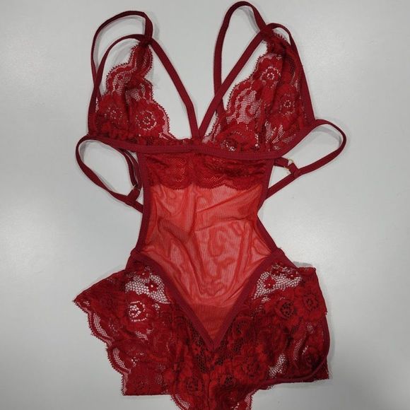 Floral Lace Mesh Cut-out Teddy Bodysuit - Picture 5 of 8